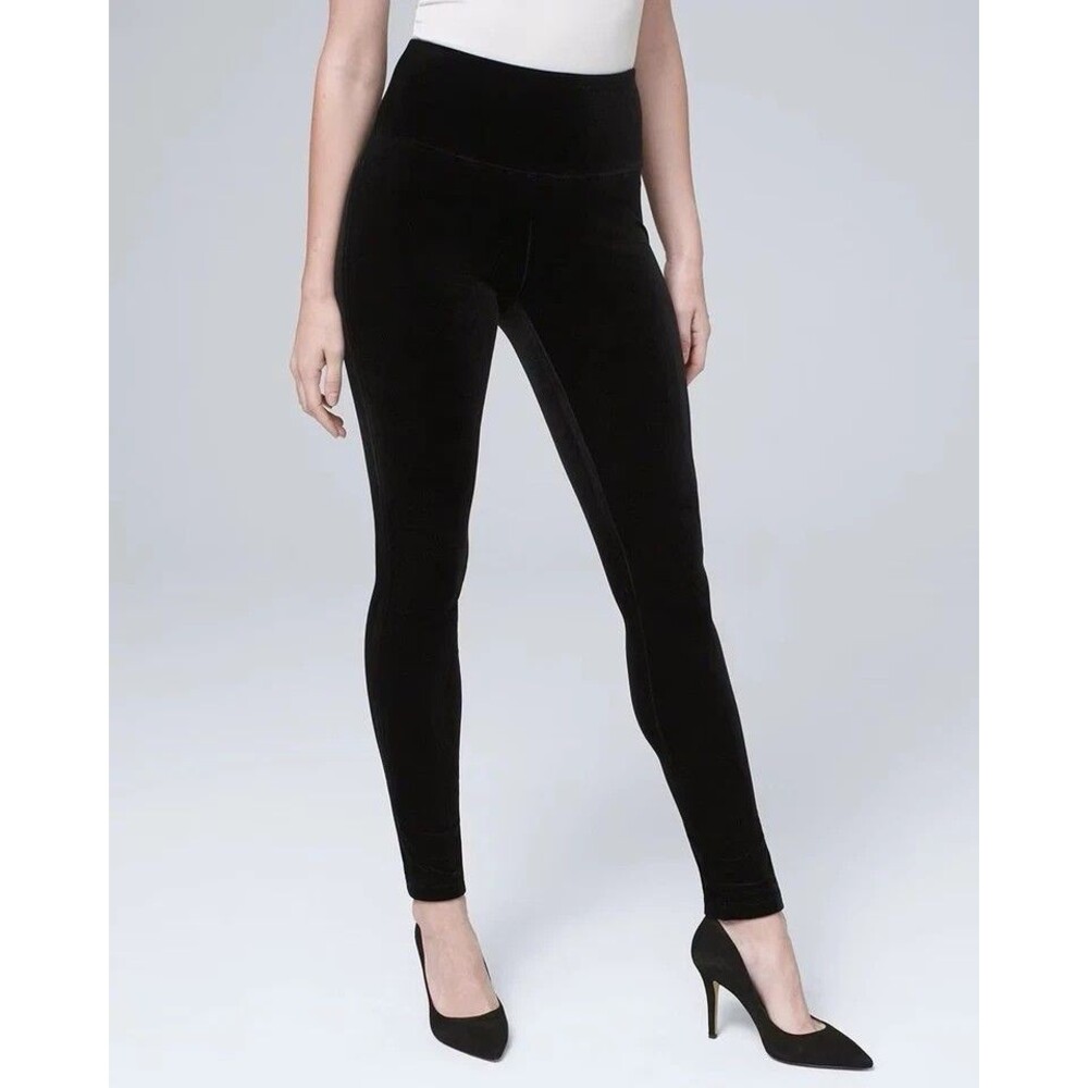 WHBM White House Black Market Black Velour Leggings Womens XS Instantly Slimming